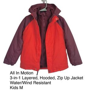 Kids Unisex All In Motion 3-in-1 Hooded, Zip Up Jacket